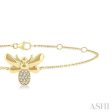 1 20 ctw Petite Bumble Bee Round Cut Diamond Fashion Bracelet in 10K Yellow Gold Hot on Sale