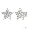 1 10 Ctw Star Round Cut Diamond Petite Fashion Earring in 14K White Gold For Cheap