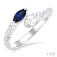 1 3 ctw Toi Et Moi 6X3MM Marquise Cut Sapphire and 1 4 ctw Marquise & Round Cut Diamond Precious Fashion Ring in 14K White Gold Online