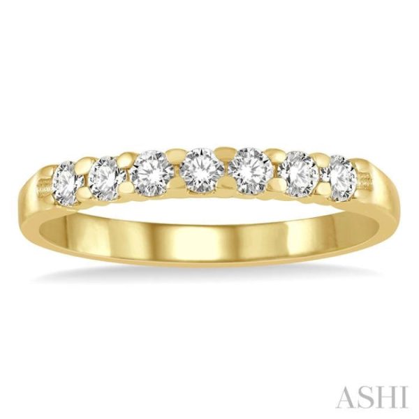 1 3 ctw 7 Stone Round Cut Diamond Wedding Band in 14K Yellow Gold For Cheap