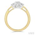 1 2 Ctw Round Cut Diamond Three-Stone Ring in 14K Yellow and White Gold Supply