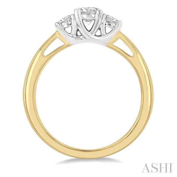 1 2 Ctw Round Cut Diamond Three-Stone Ring in 14K Yellow and White Gold Supply