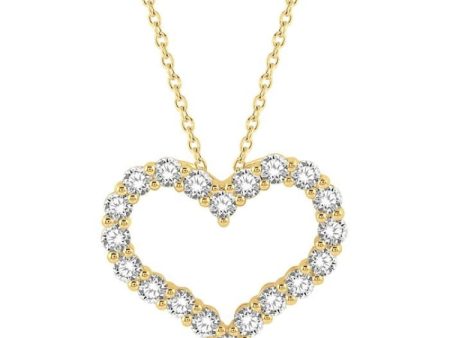 1 1 2 ctw Heart Shape Round Cut Diamond Pendant With Chain in 14K Yellow Gold Online