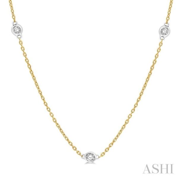 1 2 Ctw Round Cut Diamond Fashion Necklace in 14K Yellow and White Gold Hot on Sale