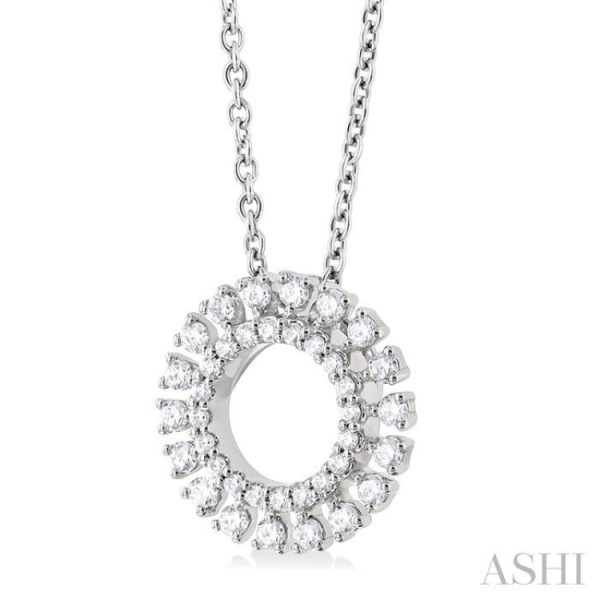 1 4 ctw Circle Round Cut Diamond Fashion Pendant With Chain in 10K White Gold Supply