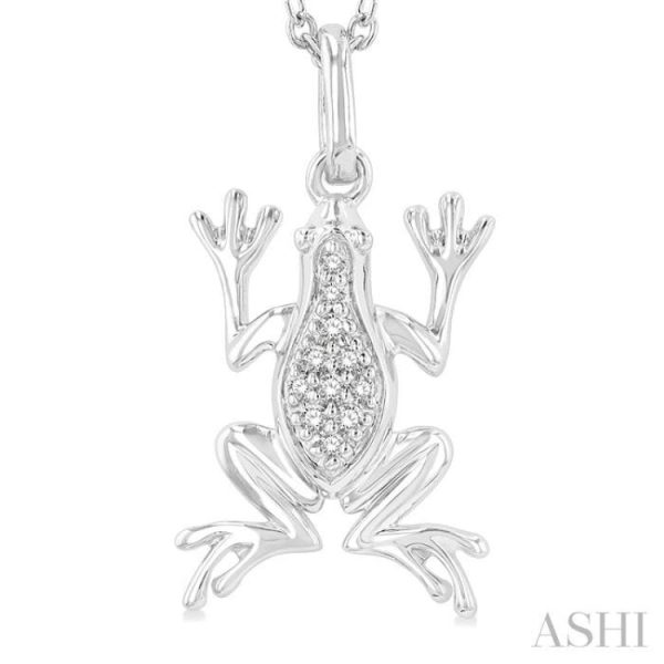 1 20 ctw Amphibian Round Cut Diamond Petite Fashion Pendant With Chain in 10K White Gold Online Hot Sale