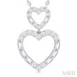 1 3 ctw Twin Heart Fusion Baguette and Round Cut Diamond Necklace in 10K White Gold For Discount