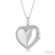 1 10 Ctw Heart Shape Round Cut Diamond Keepsake Locket Pendant With Chain in Sterling Silver For Sale