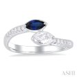 1 3 ctw Toi Et Moi 6X3MM Marquise Cut Sapphire and 1 4 ctw Marquise & Round Cut Diamond Precious Fashion Ring in 14K White Gold Online