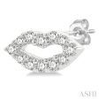 1 10 ctw Petite Lips Round Cut Diamond Fashion Stud Earring in 10K White Gold Discount