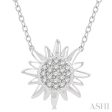 1 10 Ctw Sun Petite Round Cut Diamond Fashion Pendant With Chain in 10K White Gold Cheap