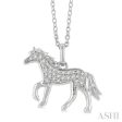 1 10 ctw Petite Horse Round Cut Diamond Fashion Pendant With Chain in 10K White Gold Online