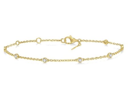 1 4 ctw Circular Mount Round Cut Diamond Station Bracelet in 14K Yellow Gold Fashion