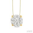 1 2 Ctw Lovebright Round Cut Diamond Pendant in 14K Yellow and White Gold with Chain on Sale