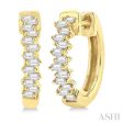 1 3 ctw Petite Scatter Baguette Cut Diamond Fashion Huggies in 10K Yellow Gold Discount