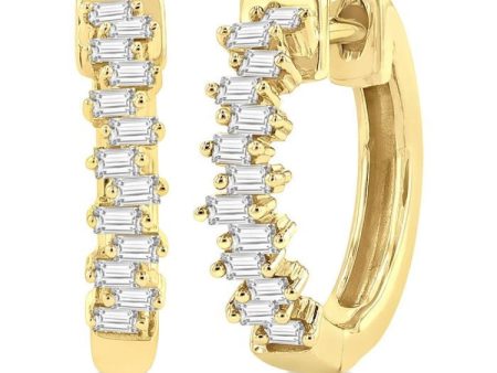 1 3 ctw Petite Scatter Baguette Cut Diamond Fashion Huggies in 10K Yellow Gold Discount