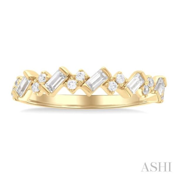 1 3 ctw Zigzag Scatter Baguette and Round Cut Diamond Fashion Band in 14K Yellow Gold Discount