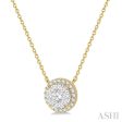 1 2 ctw Circular Round Cut Diamond Lovebright Necklace in 14K Yellow and White Gold Online Sale