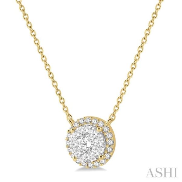 1 2 ctw Circular Round Cut Diamond Lovebright Necklace in 14K Yellow and White Gold Online Sale