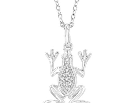 1 20 ctw Amphibian Round Cut Diamond Petite Fashion Pendant With Chain in 10K White Gold Online Hot Sale