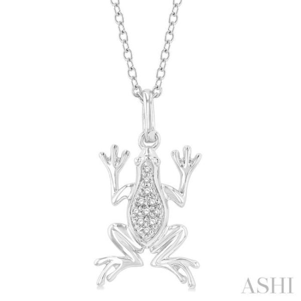 1 20 ctw Amphibian Round Cut Diamond Petite Fashion Pendant With Chain in 10K White Gold Online Hot Sale