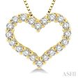 1 2 Ctw Heart Shape Round Cut Diamond Pendant With Chain in 14K Yellow Gold Fashion