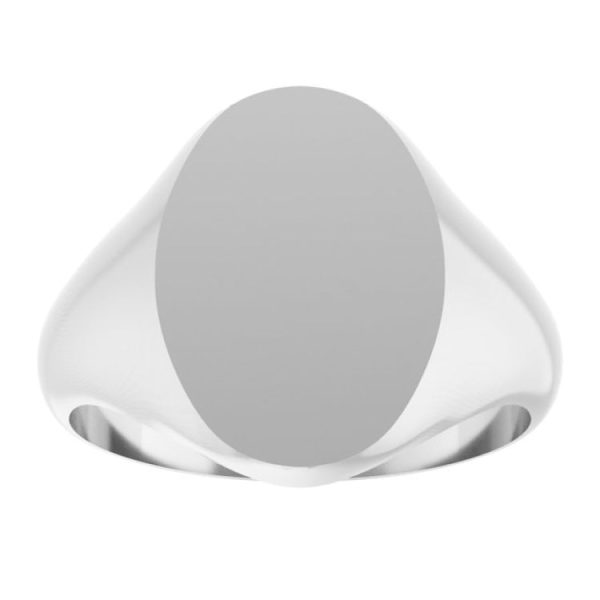 10K White Oval Signet Ring For Sale