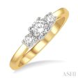 1 2 Ctw Round Cut Diamond Three-Stone Ring in 14K Yellow and White Gold Supply