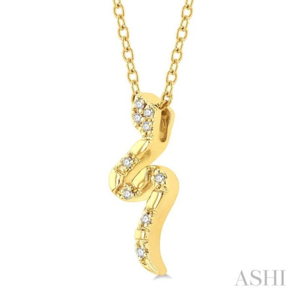 1 20 Ctw Snake Petite Round Cut Diamond Fashion Pendant With Chain in 10K Yellow Gold For Cheap