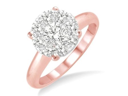 1 3 Ctw Lovebright Round Cut Diamond Ring in 14K Rose and White Gold on Sale