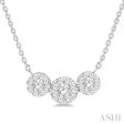 1 3 Ctw 3-Stone Lovebright Round Cut Diamond Necklace in 14K White Gold Online Sale