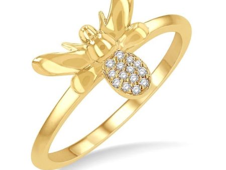 1 20 Ctw Bumble Bee Round Cut Diamond Petite Fashion Ring in 14K Yellow Gold Online Hot Sale