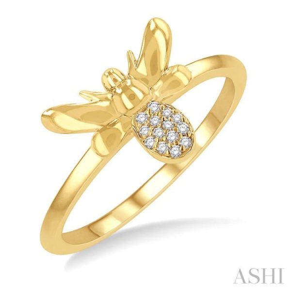 1 20 Ctw Bumble Bee Round Cut Diamond Petite Fashion Ring in 14K Yellow Gold Online Hot Sale