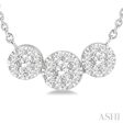 1 3 Ctw 3-Stone Lovebright Round Cut Diamond Necklace in 14K White Gold Online Sale