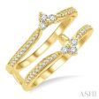 1 3 ctw Chevron Center Round Cut Diamond Insert Ring in 14K Yellow Gold on Sale