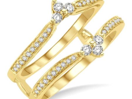 1 3 ctw Chevron Center Round Cut Diamond Insert Ring in 14K Yellow Gold on Sale