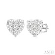 1 2 ctw Heart Shape Lovebright Round Cut Diamond Stud Earring in 14K White Gold Fashion