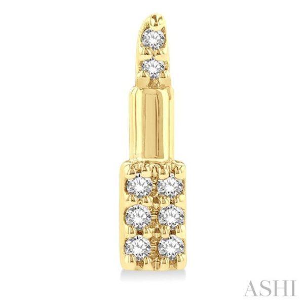 1 20 ctw Petite Lipstick Round Cut Diamond Fashion Stud Earring in 10K Yellow Gold Sale