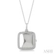 1 10 Ctw Square Shape Round Cut Diamond Keepsake Locket Pendant With Chain in Sterling Silver Cheap