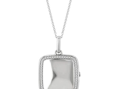 1 10 Ctw Square Shape Round Cut Diamond Keepsake Locket Pendant With Chain in Sterling Silver Cheap