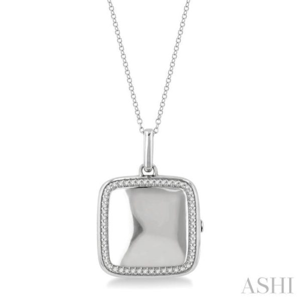 1 10 Ctw Square Shape Round Cut Diamond Keepsake Locket Pendant With Chain in Sterling Silver Cheap