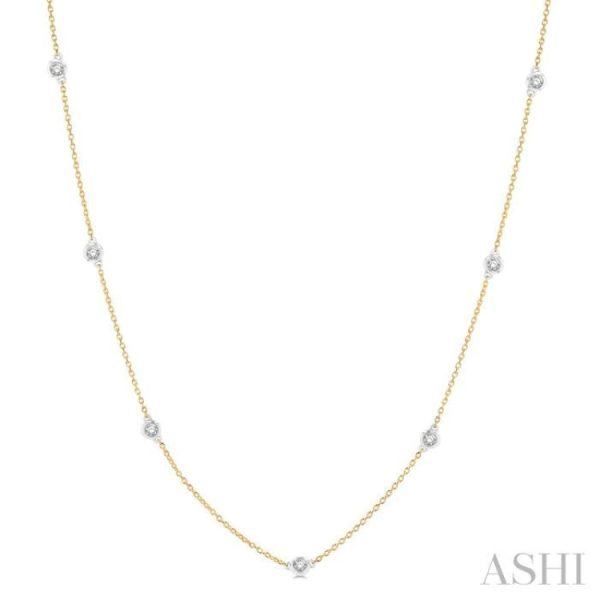 1 3 Ctw Round Cut Diamond Station Necklace in 14K Yellow and White Gold Sale