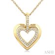 1 10 ctw Petite Twin Heart Round Cut Diamond Fashion Pendant With Chain in 10K Yellow Gold For Discount