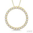 3 4 Ctw Circle of Love Round Cut Diamond Pendant With Chain in 14K Yellow Gold For Discount