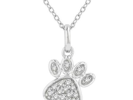 1 10 Ctw Dog Paw Petite Round Cut Diamond Fashion Pendant With Chain in 10K White Gold on Sale