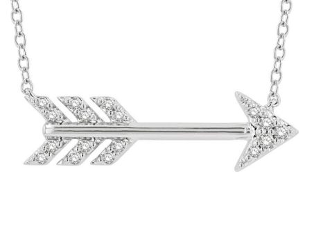 1 10 Ctw Arrow Petite Round Cut Diamond Fashion Pendant With Chain in 10K White Gold Supply