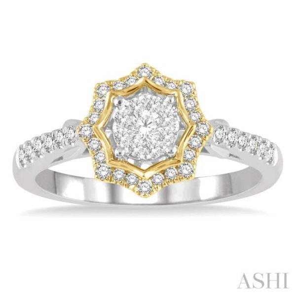 1 3 ctw Star Shape Lovebright Round Cut Diamond Ring in 14K White and Yellow Gold Online now