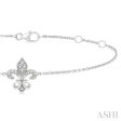 1 20 ctw Petite Fleur De Lis Round Cut Diamond Fashion Bracelet in 10K White Gold Online Sale