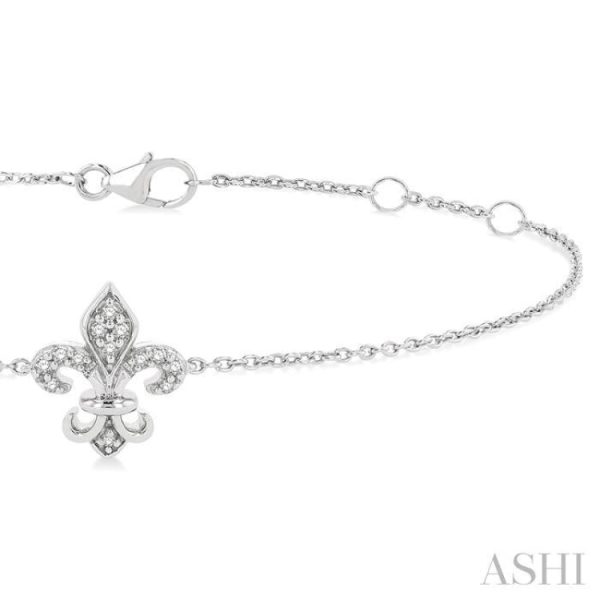 1 20 ctw Petite Fleur De Lis Round Cut Diamond Fashion Bracelet in 10K White Gold Online Sale