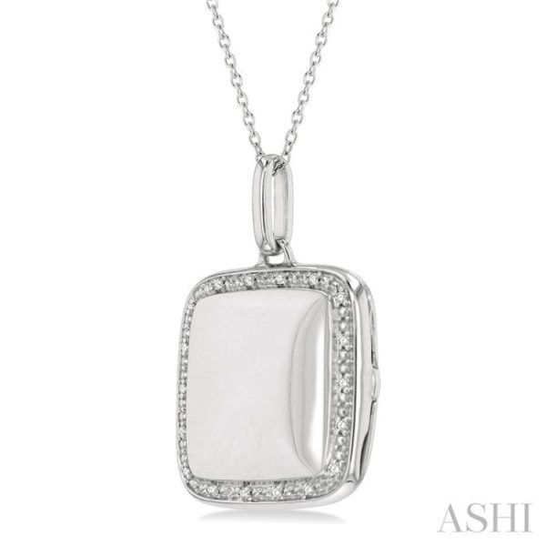 1 10 Ctw Square Shape Round Cut Diamond Keepsake Locket Pendant With Chain in Sterling Silver Cheap